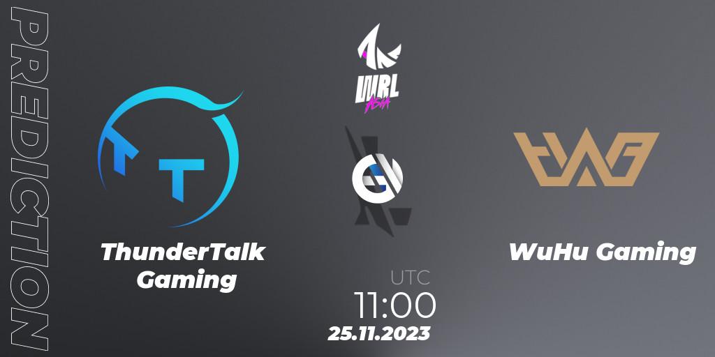 ThunderTalk Gaming vs WuHu Gaming: Match Prediction. 25.11.2023 at 11:00, Wild Rift, WRL Asia 2023 - Season 2 - Regular Season