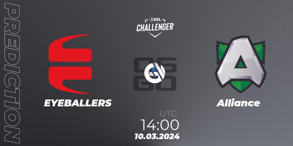 EYEBALLERS vs Alliance: Match Prediction. 10.03.2024 at 14:00, Counter-Strike (CS2), ESL Challenger #57: Swedish Open Qualifier
