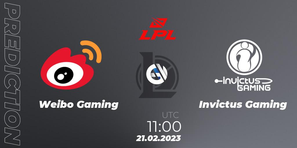 Weibo Gaming vs Invictus Gaming: Match Prediction. 21.02.2023 at 11:15, LoL, LPL Spring 2023 - Group Stage