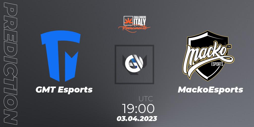 GMT Esports vs MackoEsports: Match Prediction. 03.04.2023 at 19:10, VALORANT, VALORANT Challengers 2023 Italy: Rinascimento Split 2
