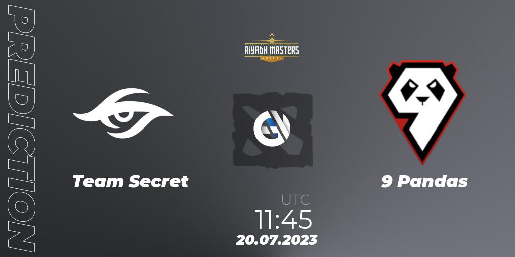 Team Secret vs 9 Pandas: Match Prediction. 20.07.2023 at 11:45, Dota 2, Riyadh Masters 2023 - Play-In