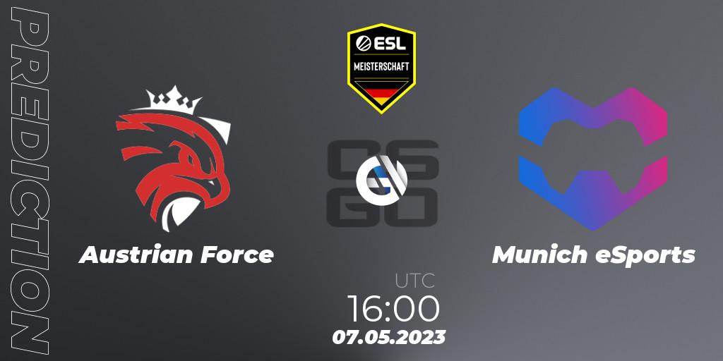 Austrian Force vs Munich eSports: Match Prediction. 07.05.2023 at 16:00, Counter-Strike (CS2), ESL Meisterschaft: Spring 2023 - Division 2