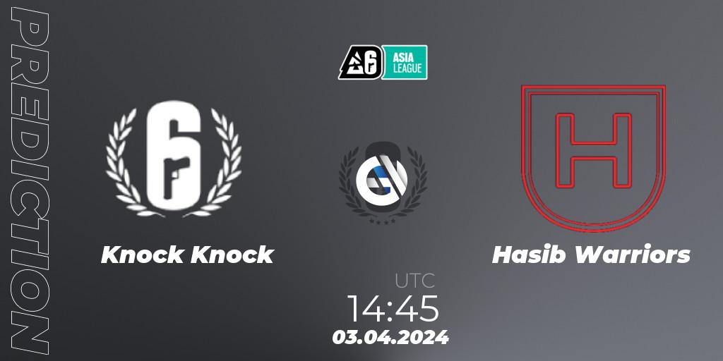 Knock Knock vs Hasib Warriors: Match Prediction. 03.04.2024 at 14:45, Rainbow Six, Asia League 2024 - Stage 1