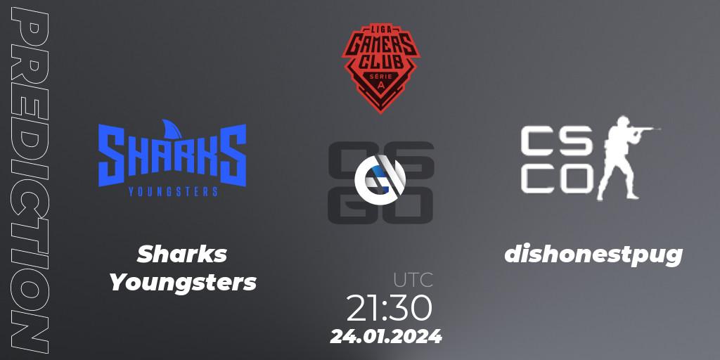 Sharks Youngsters vs dishonestpug: Match Prediction. 24.01.2024 at 21:30, Counter-Strike (CS2), Gamers Club Liga Série A: January 2024