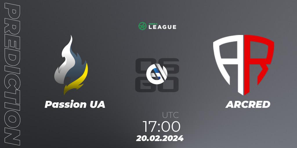 Passion UA vs ARCRED: Match Prediction. 20.02.24, CS2 (CS:GO), ESEA Season 48: Advanced Division - Europe