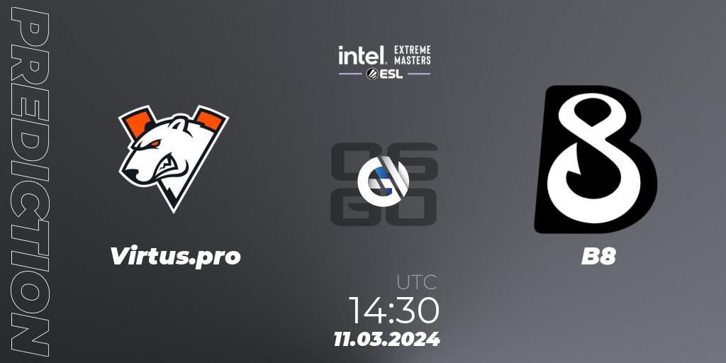 Virtus.pro vs B8: Match Prediction. 11.03.24, CS2 (CS:GO), Intel Extreme Masters Dallas 2024: European Closed Qualifier
