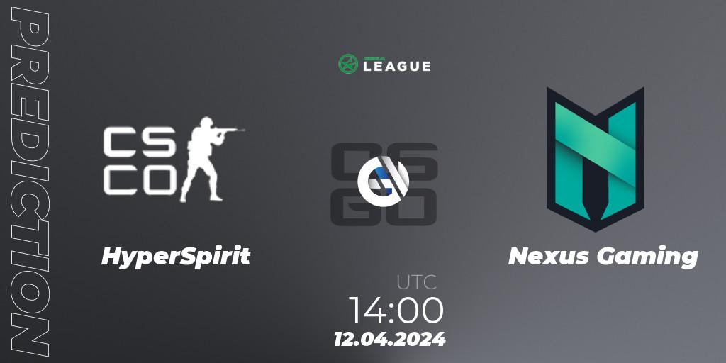 HyperSpirit vs Nexus Gaming: Match Prediction. 12.04.2024 at 14:00, Counter-Strike (CS2), ESEA Season 49: Advanced Division - Europe