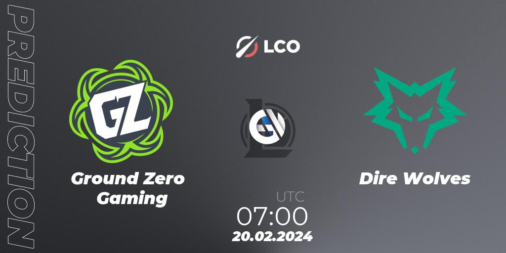 Ground Zero Gaming vs Dire Wolves: Match Prediction. 20.02.2024 at 07:00, LoL, LCO Split 1 2024 - Group Stage