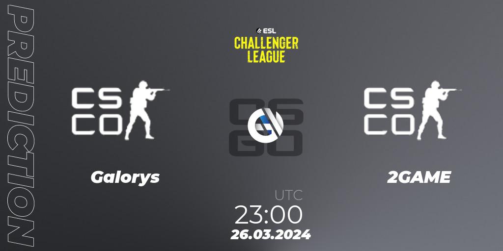 Galorys vs 2GAME: Match Prediction. 26.03.2024 at 23:00, Counter-Strike (CS2), ESL Challenger League Season 47: South America