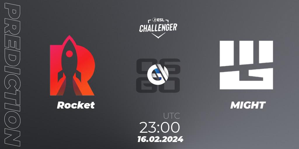 Rocket vs MIGHT: Match Prediction. 16.02.2024 at 23:10, Counter-Strike (CS2), ESL Challenger #56: North American Open Qualifier