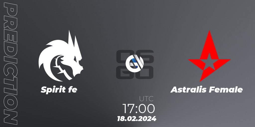 Spirit fe vs Astralis Female: Match Prediction. 18.02.2024 at 17:00, Counter-Strike (CS2), ESL Impact League Season 5: European Division - Open Qualifier #2