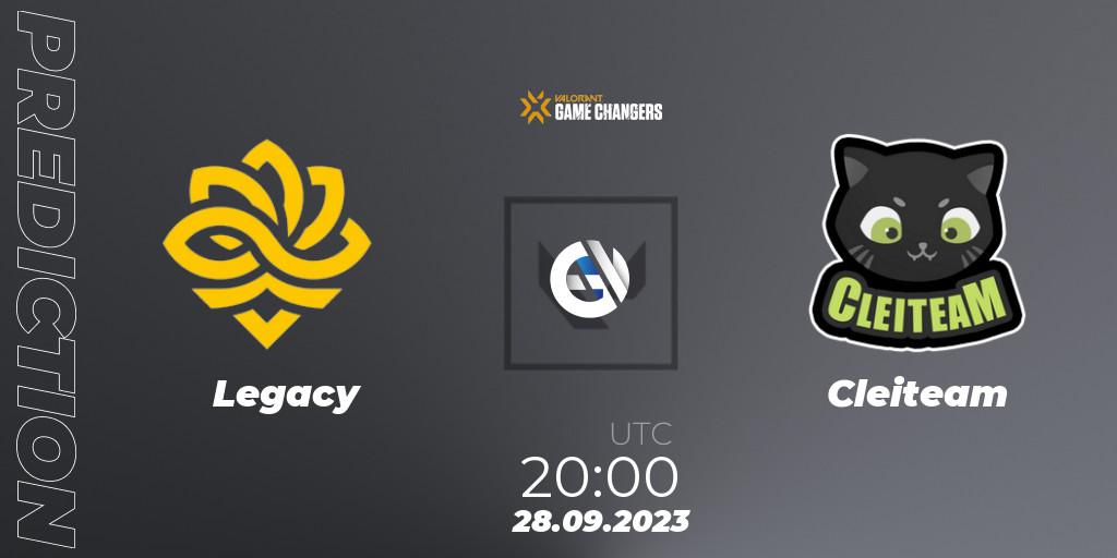Legacy vs Cleiteam: Match Prediction. 28.09.2023 at 20:00, VALORANT, VCT 2023: Game Changers Brazil Series 2