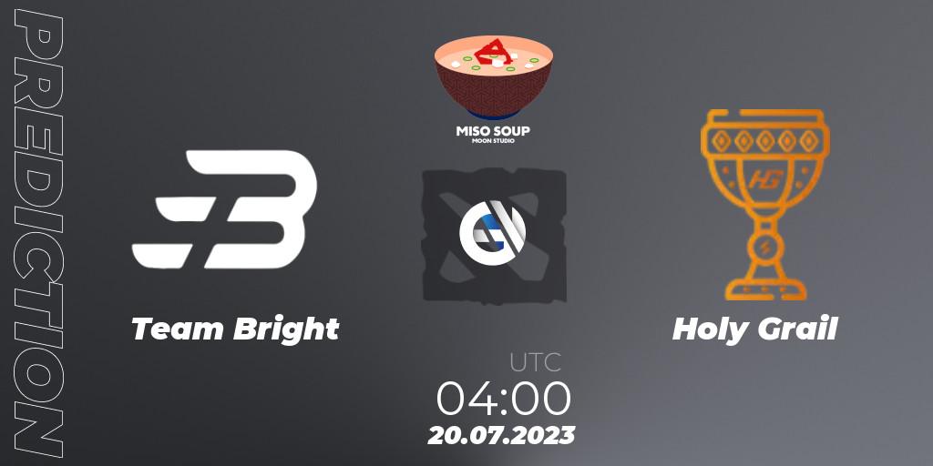 Team Bright vs Holy Grail: Match Prediction. 20.07.2023 at 04:04, Dota 2, Moon Studio Miso Soup
