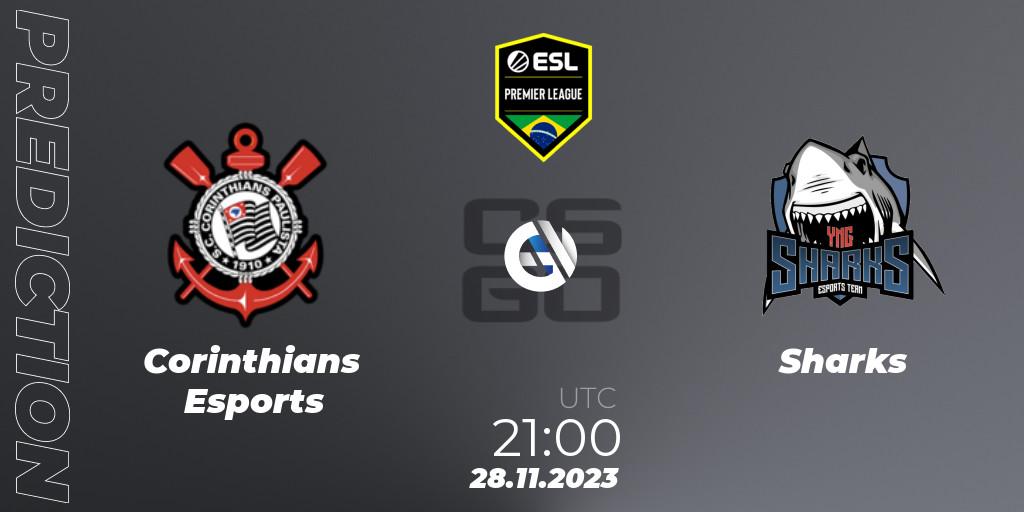 Corinthians Esports vs Sharks: Match Prediction. 28.11.2023 at 18:00, Counter-Strike (CS2), ESL Brasil Premier League Season 15