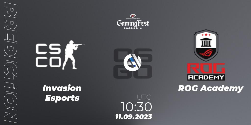 Invasion Esports vs ROG Academy: Match Prediction. 11.09.2023 at 10:30, Counter-Strike (CS2), Upthrust Esports GamingFest Season 3