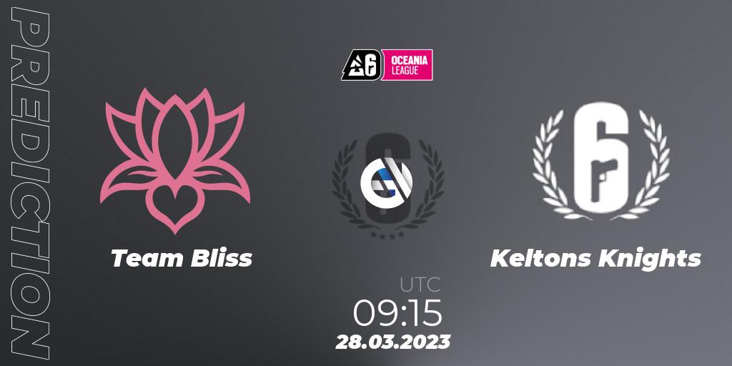 Team Bliss vs Keltons Knights: Match Prediction. 28.03.23, Rainbow Six, Oceania League 2023 - Stage 1