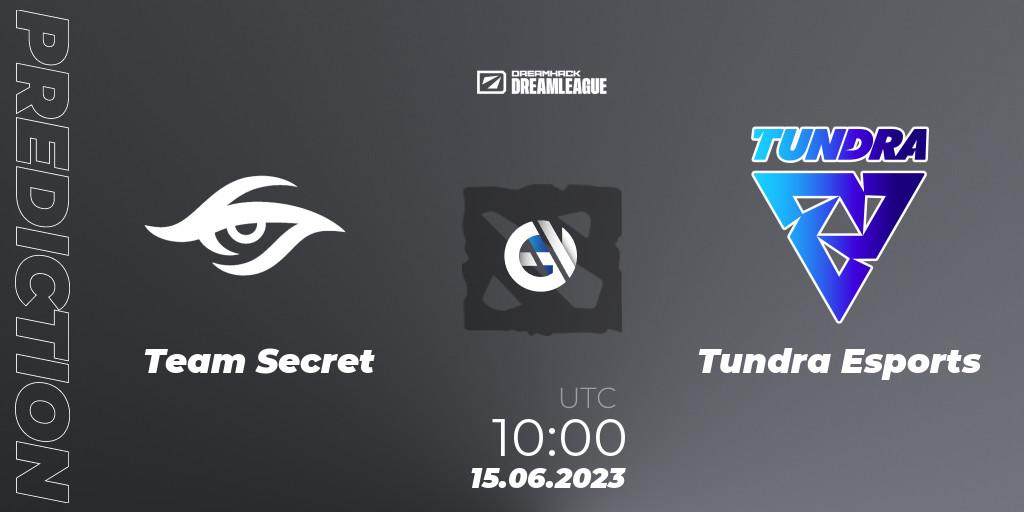 Team Secret vs Tundra Esports: Match Prediction. 15.06.2023 at 09:55, Dota 2, DreamLeague Season 20 - Group Stage 1
