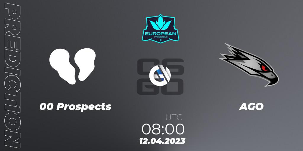 00 Prospects vs AGO: Match Prediction. 12.04.2023 at 08:00, Counter-Strike (CS2), European Pro League Season 7