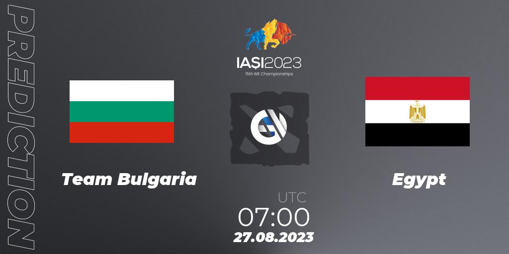 Team Bulgaria vs Egypt: Match Prediction. 27.08.2023 at 10:00, Dota 2, IESF World Championship 2023