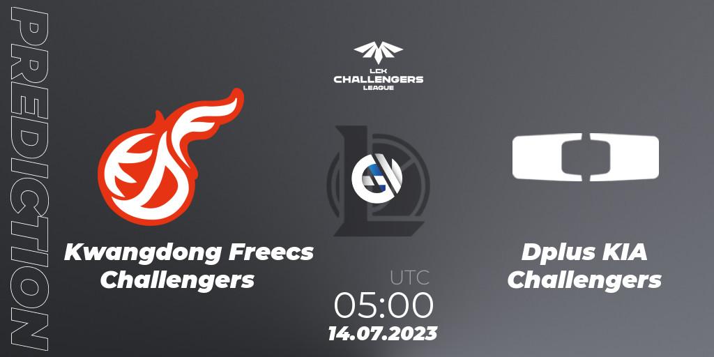 Kwangdong Freecs Challengers vs Dplus KIA Challengers: Match Prediction. 14.07.2023 at 05:00, LoL, LCK Challengers League 2023 Summer - Group Stage