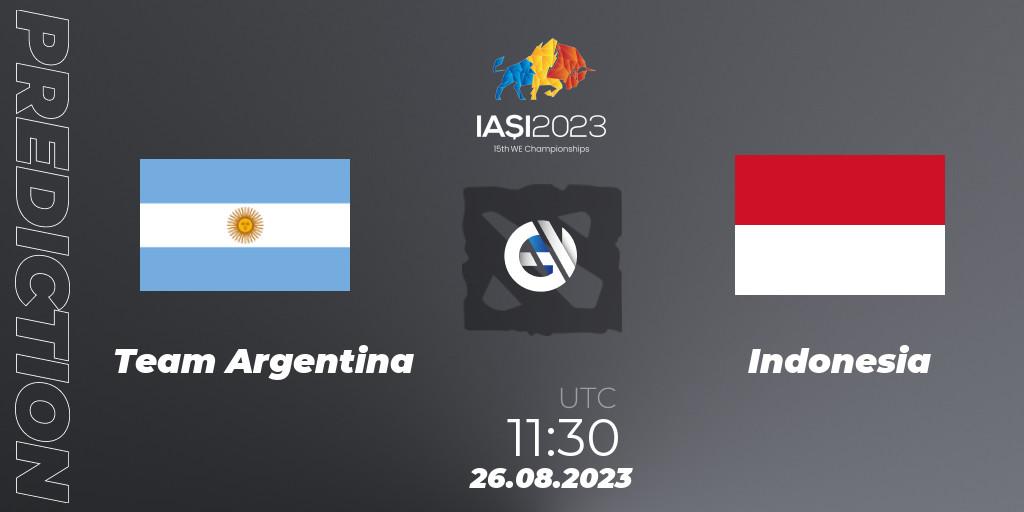 Team Argentina vs Indonesia: Match Prediction. 26.08.2023 at 19:30, Dota 2, IESF World Championship 2023