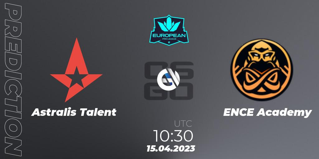 Astralis Talent vs ENCE Academy: Match Prediction. 15.04.2023 at 09:00, Counter-Strike (CS2), European Pro League Season 7
