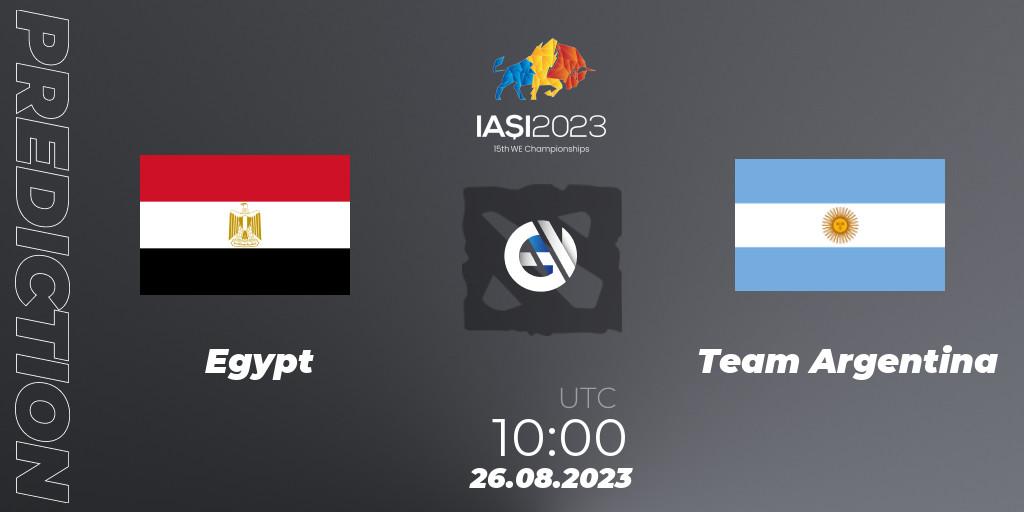 Egypt vs Team Argentina: Match Prediction. 26.08.2023 at 16:30, Dota 2, IESF World Championship 2023