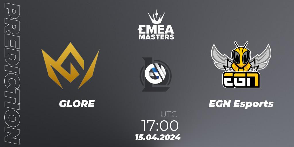 GLORE vs EGN Esports: Match Prediction. 15.04.2024 at 17:00, LoL, EMEA Masters Spring 2024 - Play-In