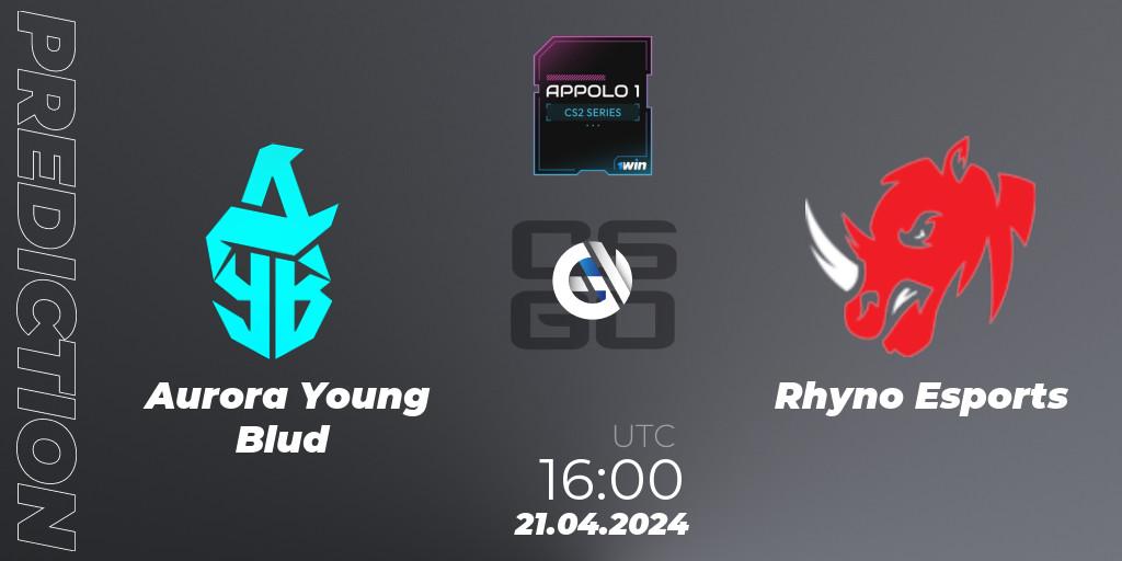 Aurora Young Blud vs Rhyno Esports: Match Prediction. 21.04.2024 at 16:00, Counter-Strike (CS2), Appolo1 Series: Phase 1