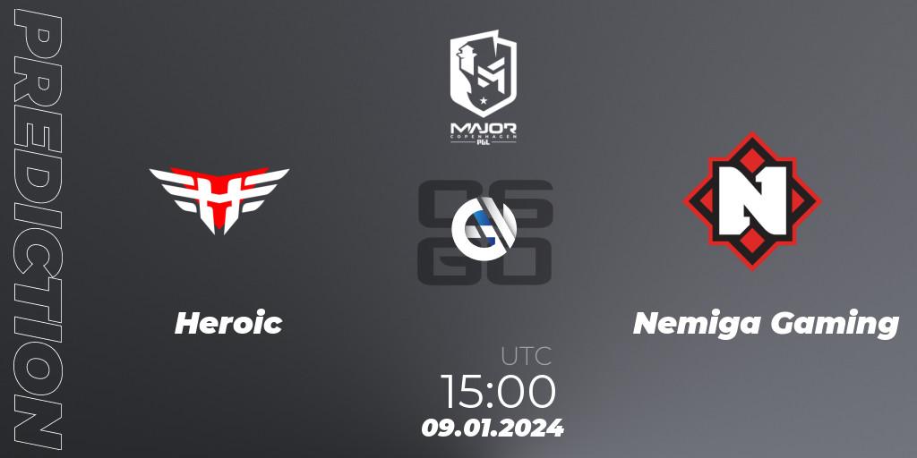 Heroic vs Nemiga Gaming: Match Prediction. 09.01.2024 at 15:00, Counter-Strike (CS2), PGL CS2 Major Copenhagen 2024 Europe RMR Open Qualifier 1