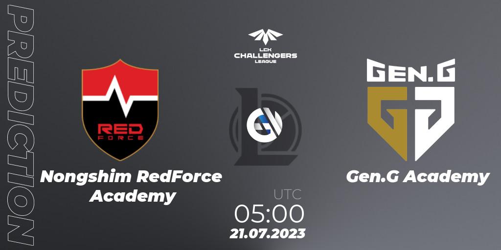 Nongshim RedForce Academy vs Gen.G Academy: Match Prediction. 21.07.23, LoL, LCK Challengers League 2023 Summer - Group Stage