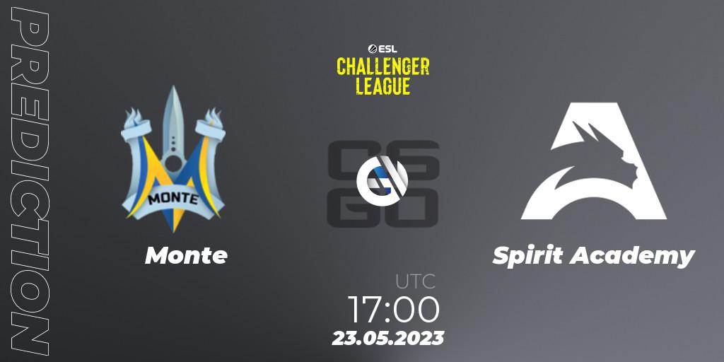 Monte vs Spirit Academy: Match Prediction. 24.05.2023 at 12:00, Counter-Strike (CS2), ESL Challenger League Season 45: Europe