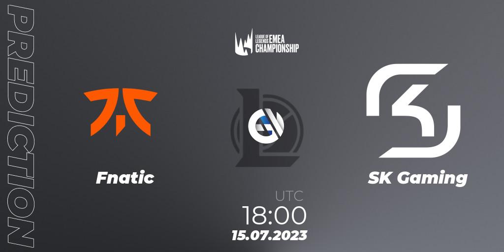 Fnatic vs SK Gaming: Match Prediction. 15.07.2023 at 18:20, LoL, LEC Summer 2023 - Group Stage