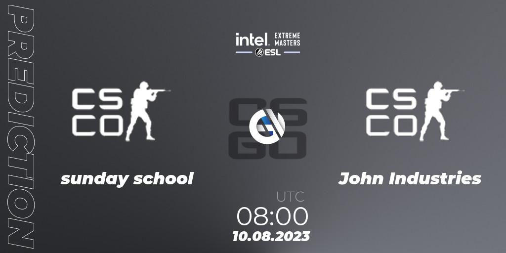 sunday school vs John Industries: Match Prediction. 10.08.2023 at 08:00, Counter-Strike (CS2), IEM Sydney 2023 Oceania Open Qualifier 1