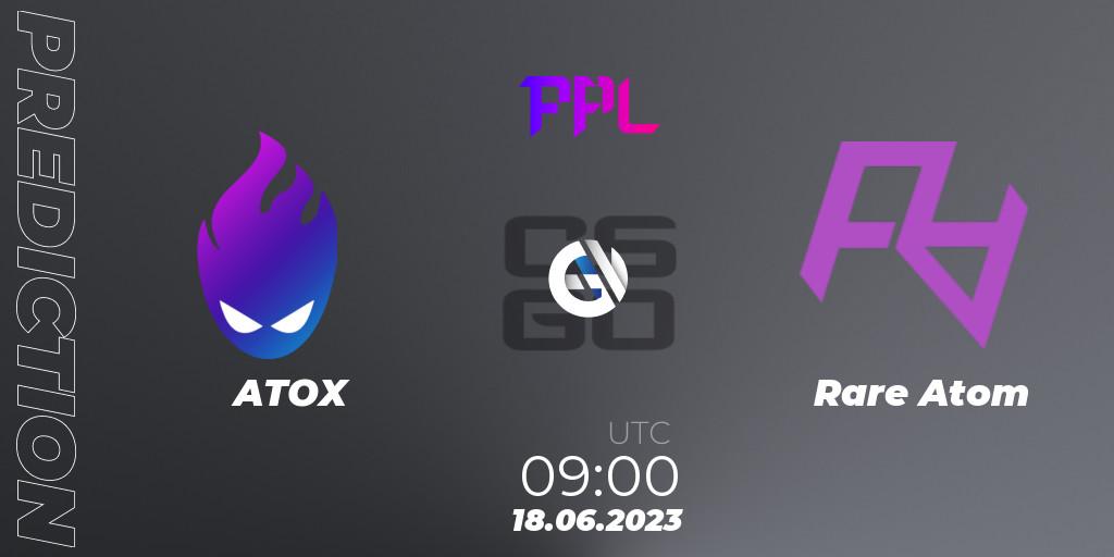 ATOX vs Rare Atom: Match Prediction. 18.06.2023 at 09:00, Counter-Strike (CS2), Perfect World Arena Premier League Season 4
