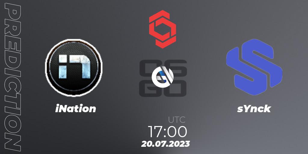 iNation vs sYnck: Match Prediction. 20.07.2023 at 17:45, Counter-Strike (CS2), CCT Central Europe Series #7: Closed Qualifier