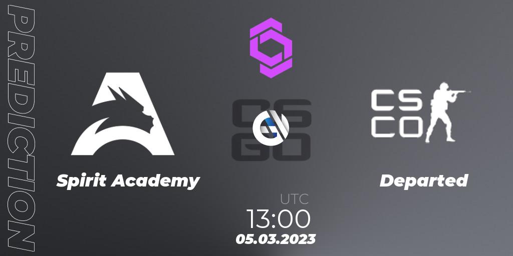 Spirit Academy vs Departed: Match Prediction. 05.03.2023 at 13:00, Counter-Strike (CS2), CCT West Europe Series 2 Closed Qualifier