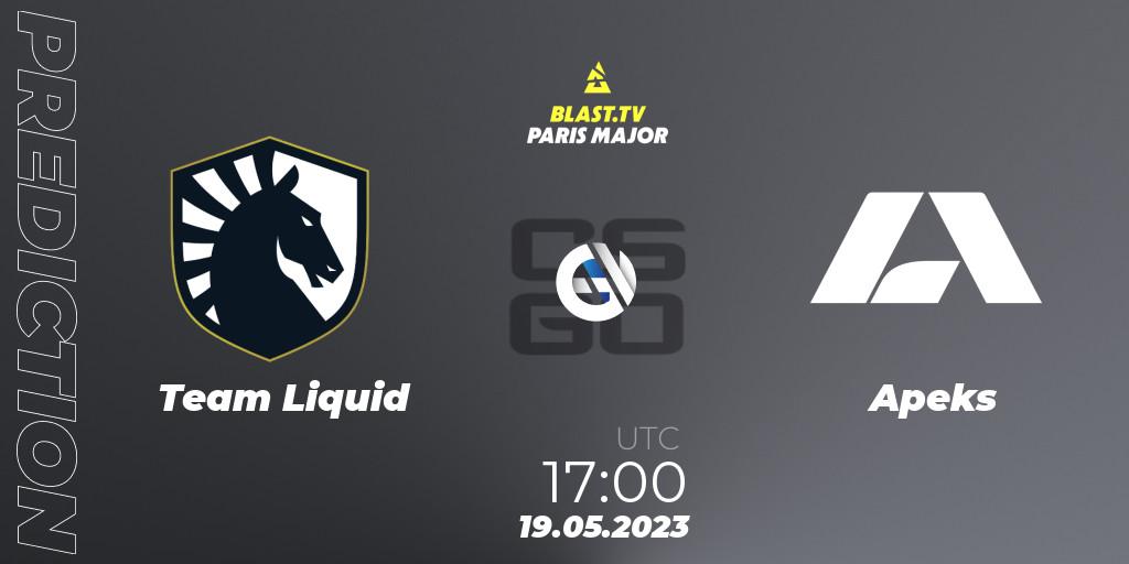 Team Liquid vs Apeks: Match Prediction. 19.05.2023 at 15:55, Counter-Strike (CS2), BLAST Paris Major 2023