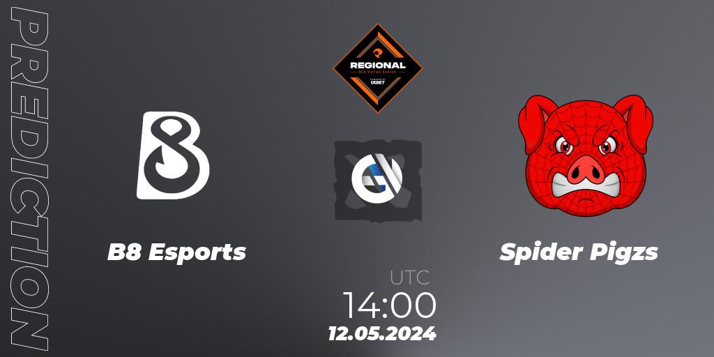 B8 Esports vs Spider Pigzs: Match Prediction. 12.05.2024 at 14:30, Dota 2, RES Regional Series: EU #2