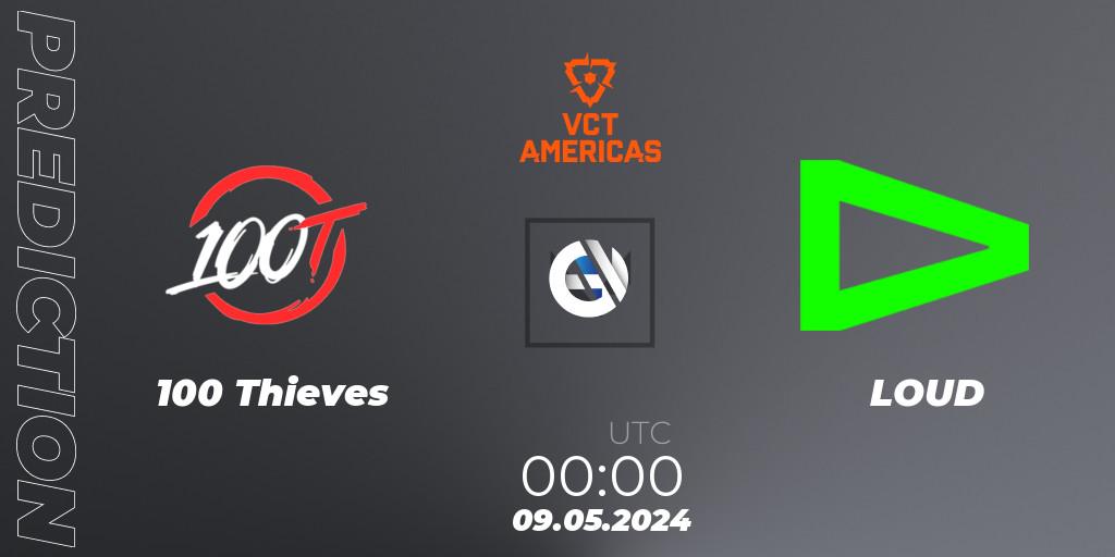 100 Thieves vs LOUD: Match Prediction. 09.05.2024 at 00:00, VALORANT, VCT 2024: Americas League - Stage 1