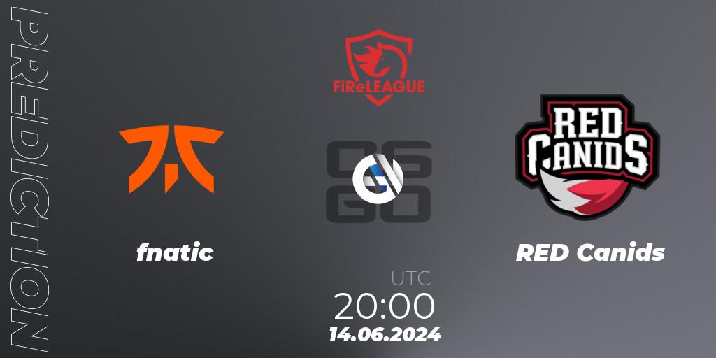 fnatic vs RED Canids: Match Prediction. 14.06.2024 at 21:10, Counter-Strike (CS2), FiReLEAGUE 2023 Global Finals