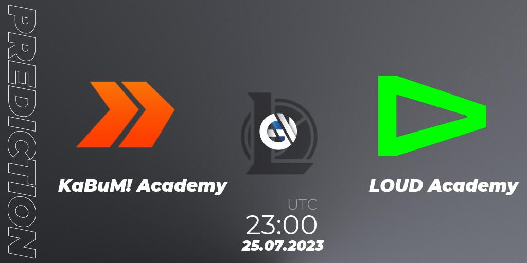 KaBuM! Academy vs LOUD Academy: Match Prediction. 25.07.2023 at 23:00, LoL, CBLOL Academy Split 2 2023 - Group Stage