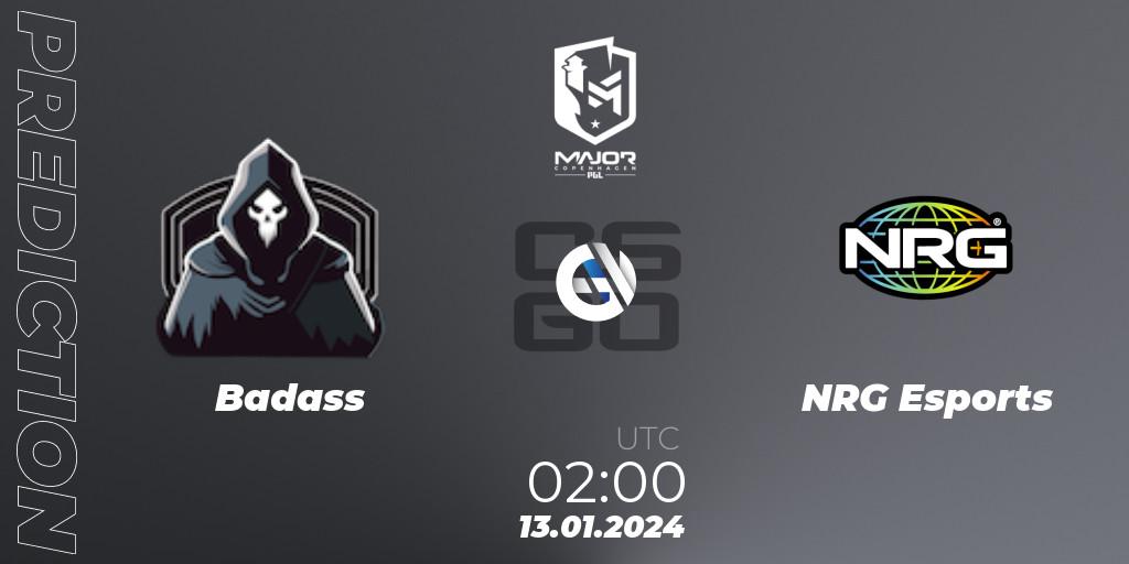 Badass vs NRG Esports: Match Prediction. 13.01.2024 at 02:00, Counter-Strike (CS2), PGL CS2 Major Copenhagen 2024 North America RMR Closed Qualifier