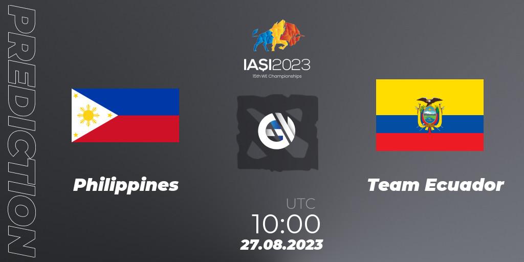 Philippines vs Team Ecuador: Match Prediction. 27.08.2023 at 13:00, Dota 2, IESF World Championship 2023
