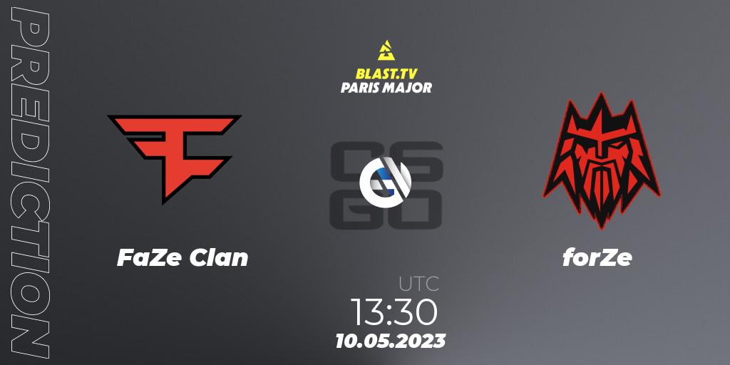 FaZe Clan vs forZe: Match Prediction. 10.05.2023 at 13:20, Counter-Strike (CS2), BLAST Paris Major 2023 Challengers Stage