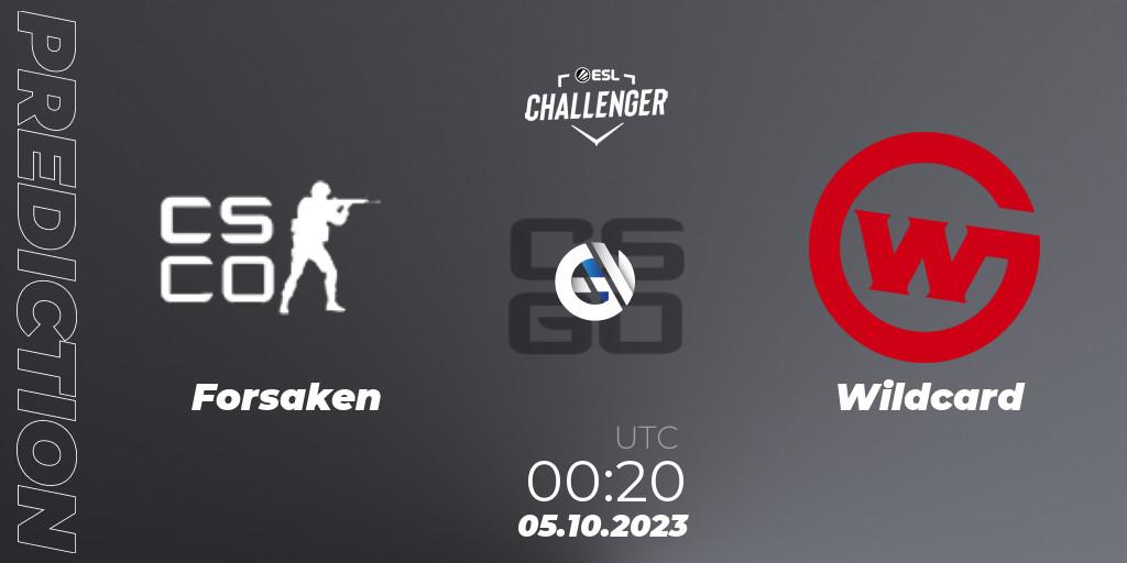 Forsaken vs Wildcard: Match Prediction. 05.10.2023 at 00:20, Counter-Strike (CS2), ESL Challenger at DreamHack Winter 2023: North American Open Qualifier