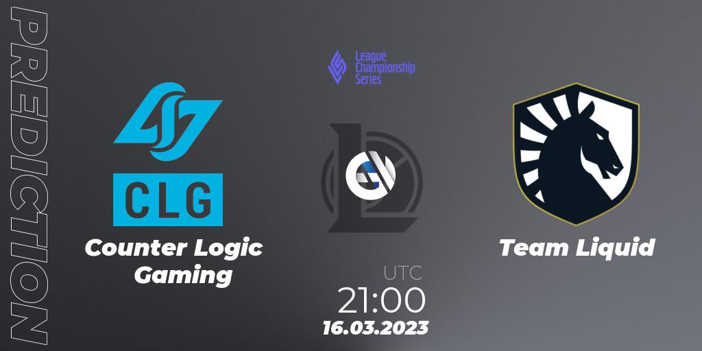 Counter Logic Gaming vs Team Liquid: Match Prediction. 16.02.23, LoL, LCS Spring 2023 - Group Stage
