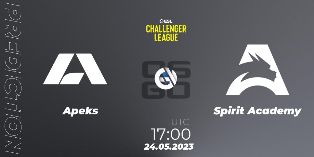 Apeks vs Spirit Academy: Match Prediction. 24.05.2023 at 17:00, Counter-Strike (CS2), ESL Challenger League Season 45: Europe