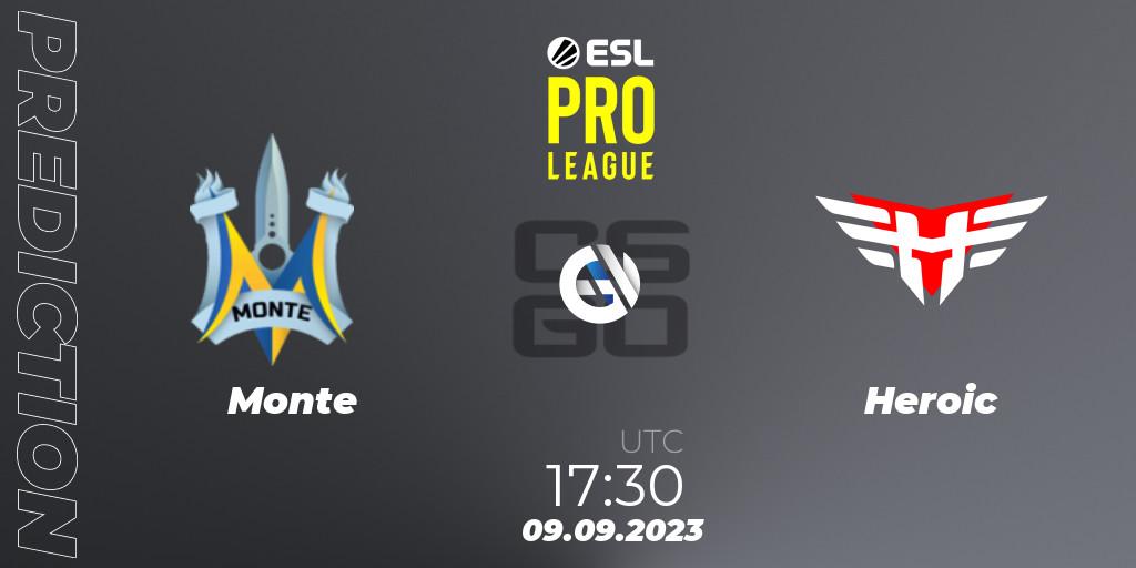 Monte vs Heroic: Match Prediction. 09.09.2023 at 17:30, Counter-Strike (CS2), ESL Pro League Season 18