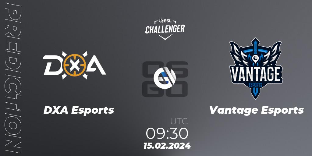 DXA Esports vs Vantage Esports: Match Prediction. 15.02.2024 at 09:30, Counter-Strike (CS2), ESL Challenger #56: Oceanic Closed Qualifier